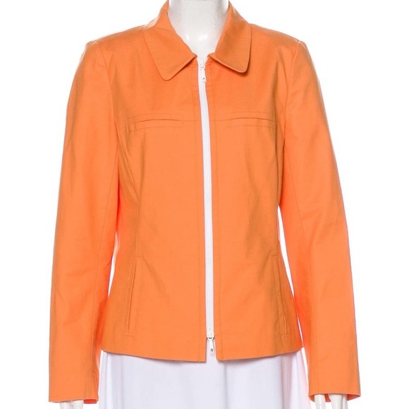 LAYFAYETTE 148 STRUCTURED ORANGE ZIP-UP JACKET - Picture 1 of 3